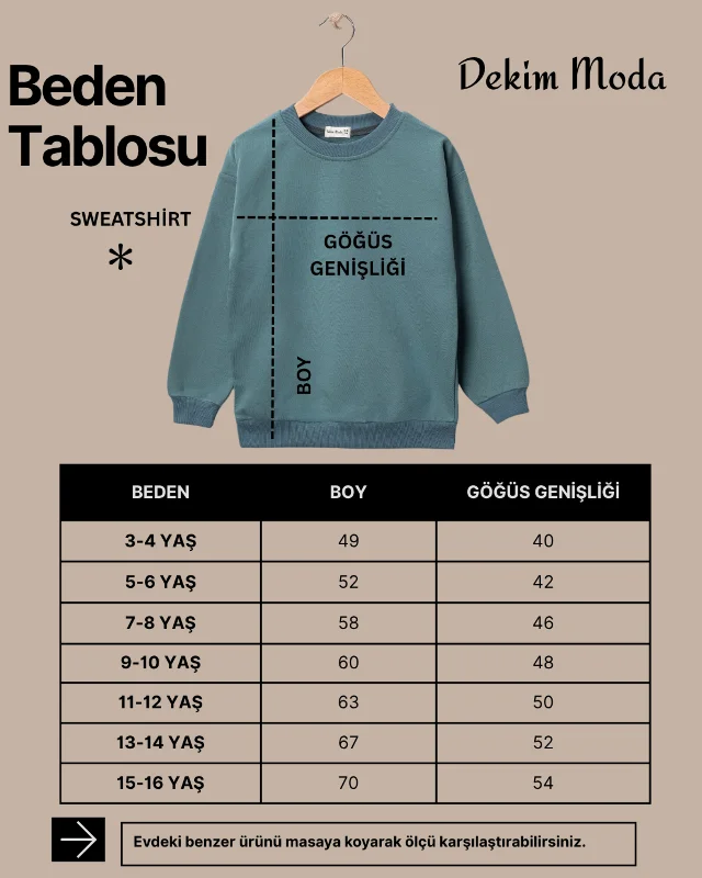 Çocuk "Bir Hafız Yetişir Bir Nesil Değişir" Baskılı Pamuklu Sweat – 2. görsel