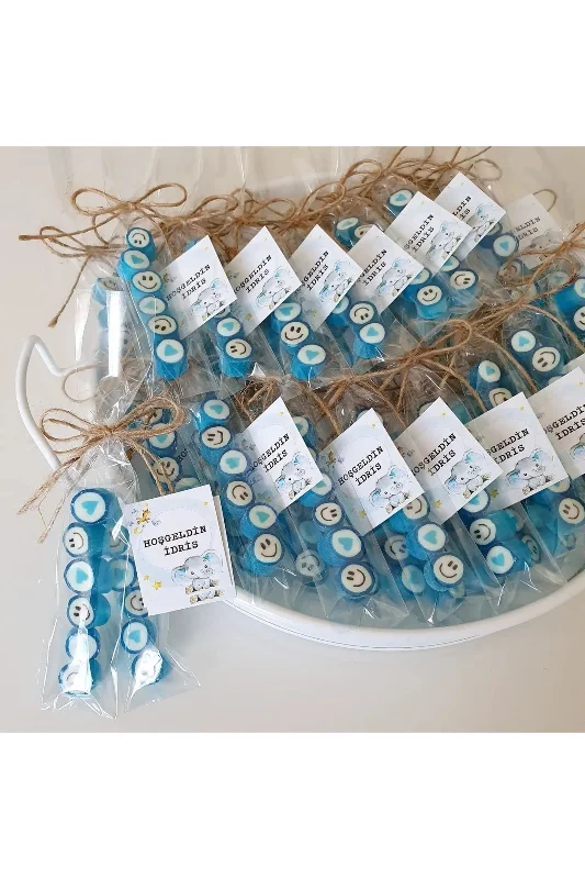 Mavi Kalp Desenli Düğün, Babyshower, Doğum Günü, Mevlit, Nişan Şekeri 100 Adet