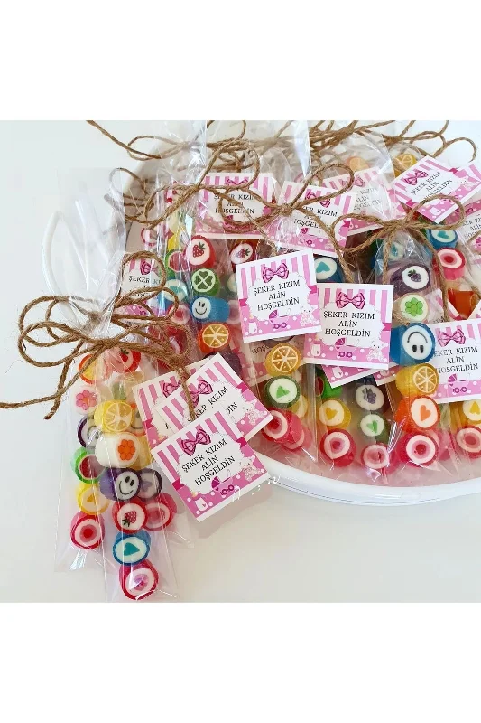 Pembe Kız Bebek Desenli Düğün, Babyshower, Doğum Günü, Mevlit, Nişan Şekeri 50 Adet