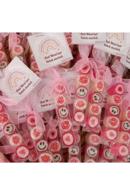 Pembe Temalı Babyshower, Mevlit Doğum Günü, Düğün, Nişan Şekeri 50 Adet
