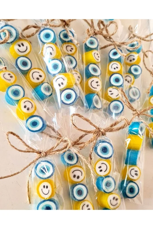Sarı Mavi Desenli Doğum Günü Baby Shower Parmak Şeker 50 Adet – 2. görsel