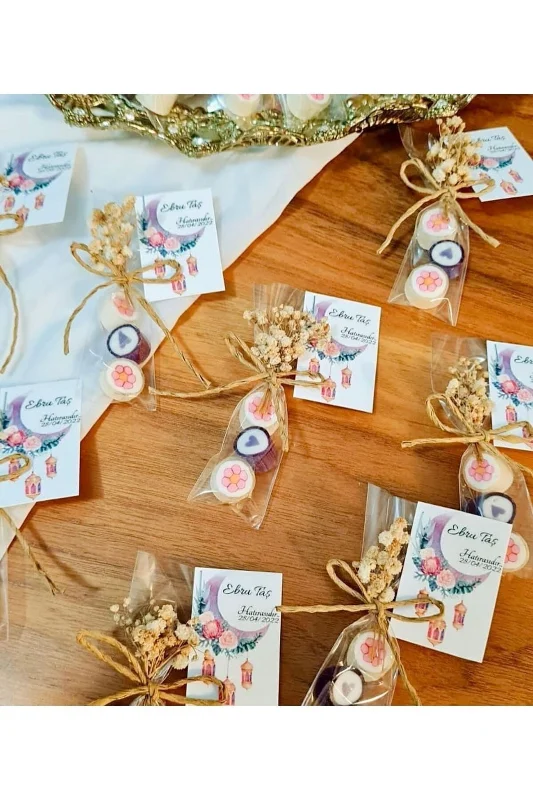 3'lü Pembe Çiçek Temalı Doğum Günü, Babyshower, Düğün, Sünnet, Mevlüt, Yaş Günü Şekeri 100 Adet