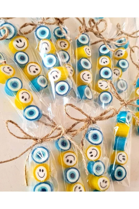 Sarı Mavi Desenli Doğum Günü Baby Shower Parmak Şeker 25 Adet – 2. görsel