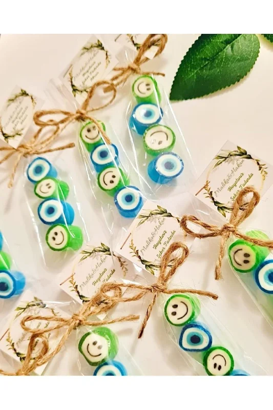 Yeşil Gülenyüz Desenli Doğum Günü, Babyshower, Düğün, Sünnet, Mevlüt, Yaş Günü Şekeri 100 Adet