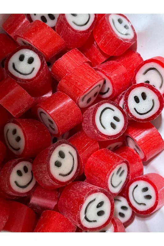 Kırmızı Gülenyüz Desenli Lolly Şeker 250 gr