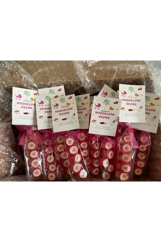 Pembe Kalp Parmak Şeker 50 Adet