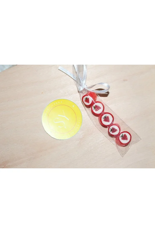 Çilek Desenli Parmak Lolly 50 Adet