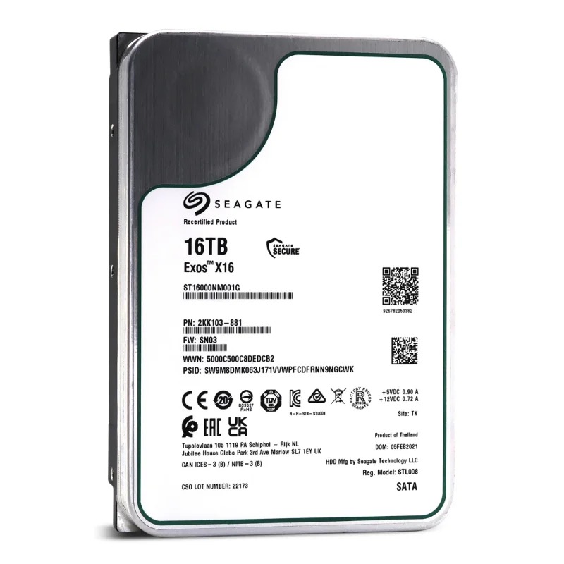 SEAGATE EXOS X16, ST16000NM001G, 3.5", 16TB,  256Mb, 7200 Rpm, 7/24 Enterprise, DATA CENTER-GÜVENLİK-NAS-SERVER, HDD – 2. görsel