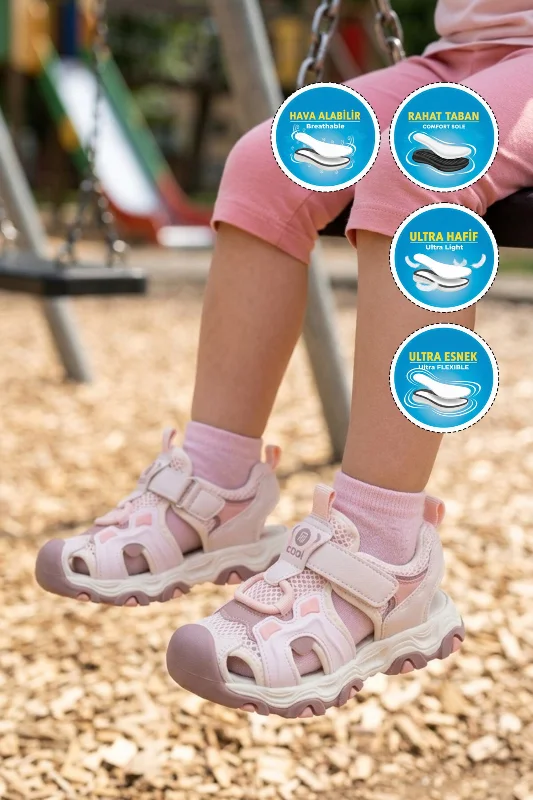Somon Cırtlı Fileli Kız Çocuk Sandalet – 3. görsel