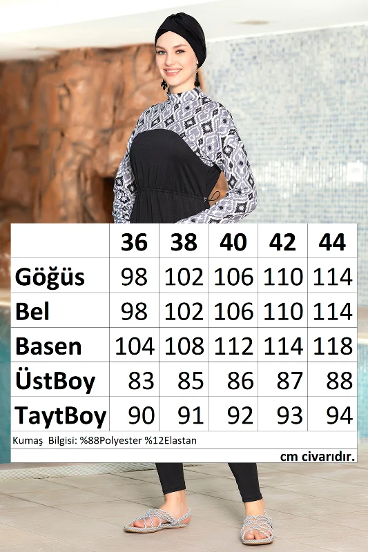 Likralı Tam Kapalı Tesettür Mayo 1256-170 Lacivert – 4. görsel