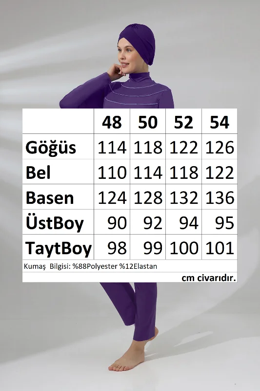 Büyük Beden Likralı Tam Kapalı Tesettür Mayo 1286-23 Mor – 3. görsel