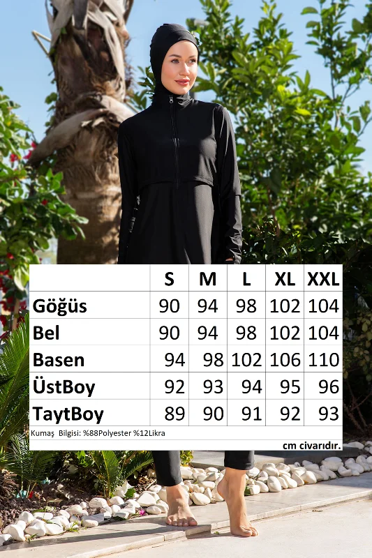 Likralı Tam Kapalı Tesettür Mayo 25204-1 Siyah – 3. görsel
