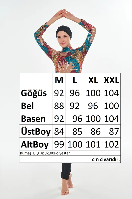 Likralı Tam Kapalı Tesettür Mayo Desenli 3108 Koyu Lacivert – 4. görsel