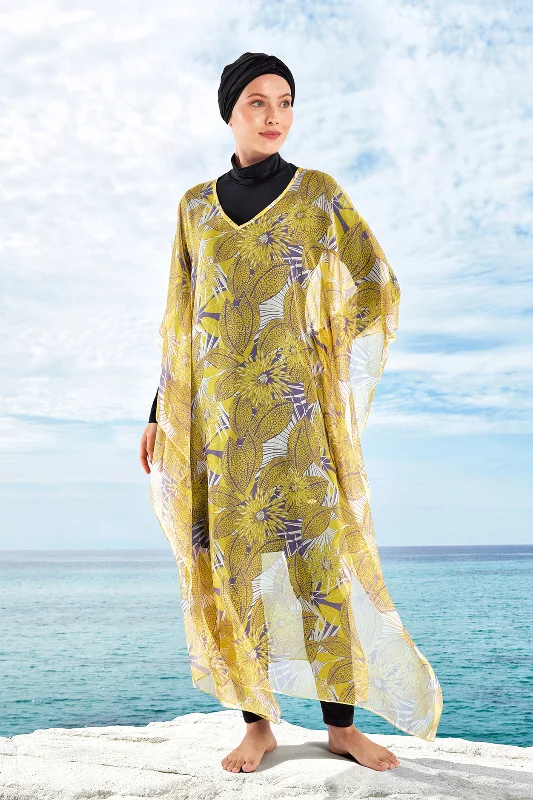 UV Korumalı Mayo Üzerine Tek Pareo Kimono 1714 Mavi