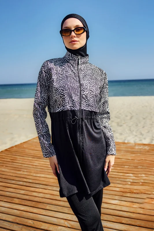Tam Kapalı Tesettür Mayo Siyah02 R5102 Beliz