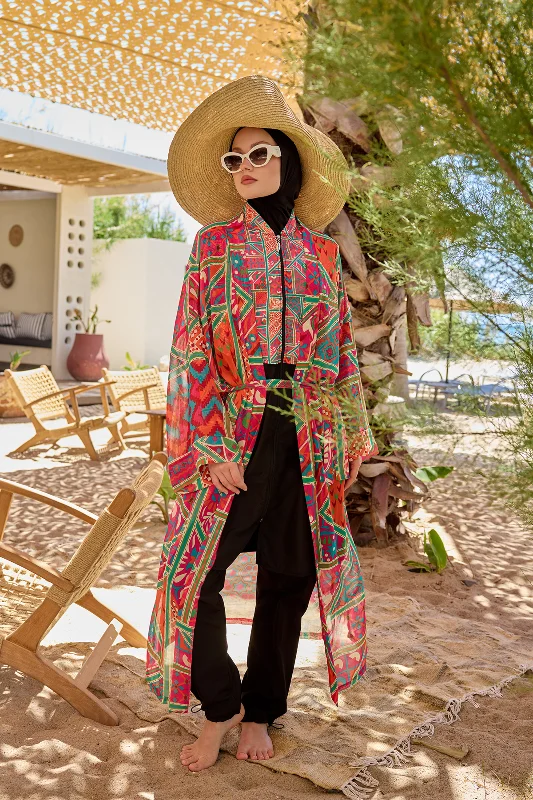 Remsa Tesettür Mayo Üzerine Tek Kaftan Kimono Pareo Pembe RP031 Arzu – 3. görsel