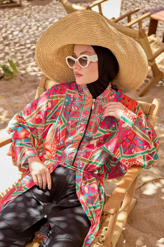 Remsa Tesettür Mayo Üzerine Tek Kaftan Kimono Pareo Pembe RP031 Arzu – 4. görsel