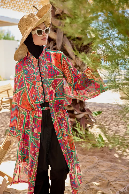 Remsa Tesettür Mayo Üzerine Tek Kaftan Kimono Pareo Pembe RP031 Arzu – 2. görsel