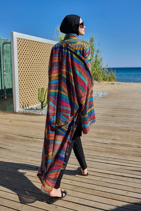 Remsa Tesettür Mayo Üzerine Tek Kaftan Kimono Pareo Siyah03 RP022 Puket – 4. görsel