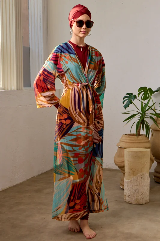 Mayo Üzerine Tek Pareo Kimono 1925-156 Bej – 2. görsel