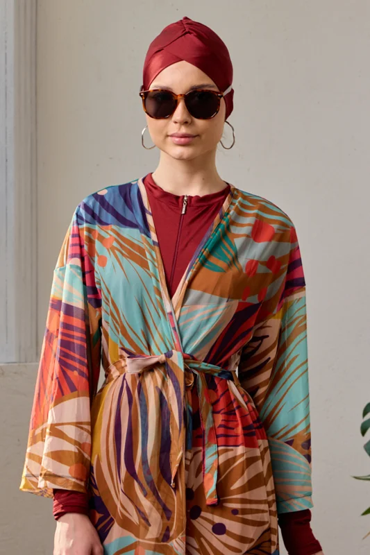 Mayo Üzerine Tek Pareo Kimono 1925-156 Bej – 3. görsel