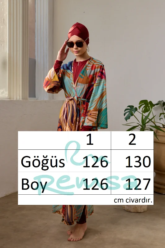 Mayo Üzerine Tek Pareo Kimono 1925-156 Bej – 4. görsel