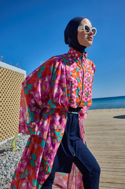 Remsa Tesettür Mayo Üzerine Tek Kaftan Kimono Pareo Pembe03 RP024 Renkpare – 4. görsel