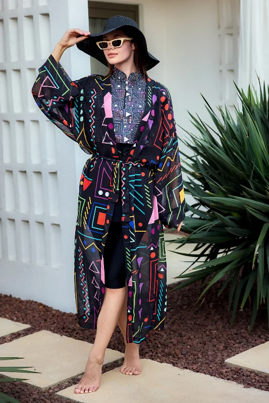Remsa Tesettür Mayo Üzerine Tek Kaftan Kimono Pareo Siyah01 RP025 Canan – 3. görsel
