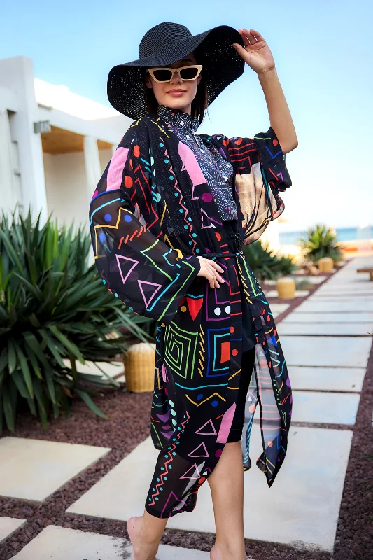 Remsa Tesettür Mayo Üzerine Tek Kaftan Kimono Pareo Siyah01 RP025 Canan – 2. görsel