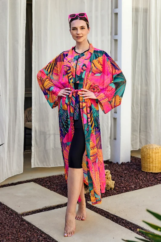 Remsa Tesettür Mayo Üzerine Tek Kaftan Kimono Pareo Pembe02 RP023 Color Shell – 2. görsel