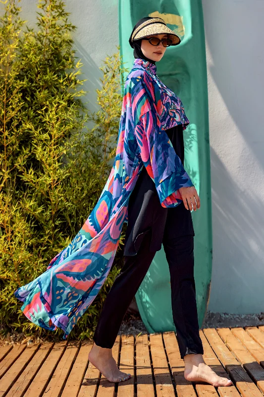 Remsa Tesettür Mayo Üzerine Tek Kaftan Kimono Pareo Mor RP028 Morika – 2. görsel