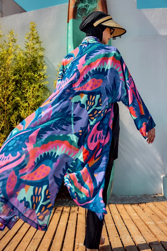 Remsa Tesettür Mayo Üzerine Tek Kaftan Kimono Pareo Mor RP028 Morika – 4. görsel