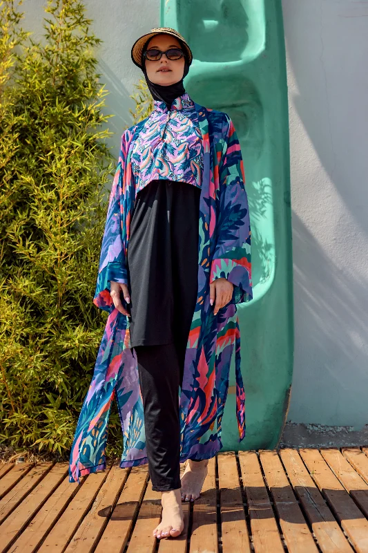 Remsa Tesettür Mayo Üzerine Tek Kaftan Kimono Pareo Mor RP028 Morika – 3. görsel