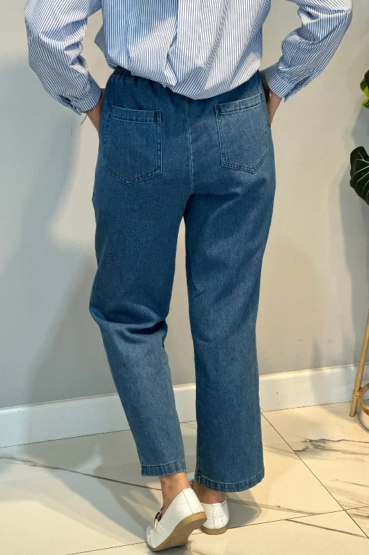 Kadın Beli Lastikli Jean Pantolon 16182 Mavi – 3. görsel