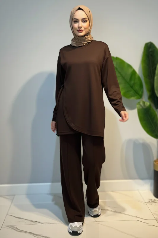 Bağcık Detay Tunik Pantolon Takım 2117 Siyah