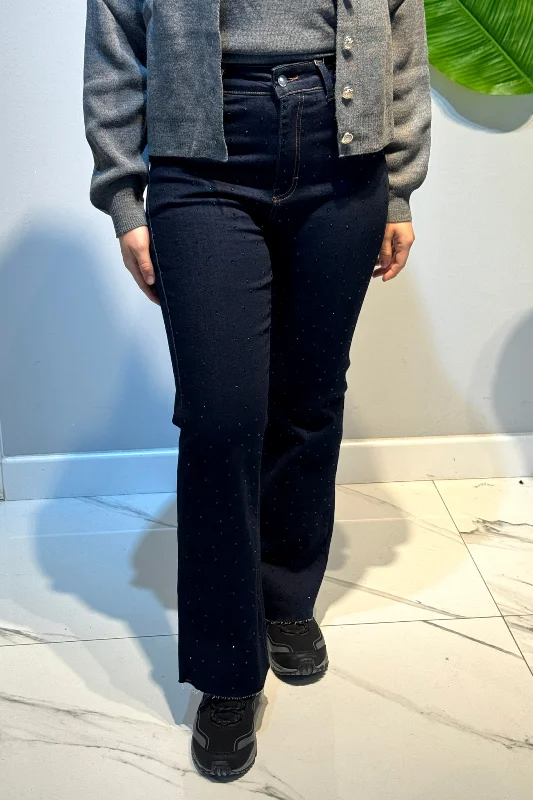 Taş Detay Bootcut Denim Pantolon 35772 Koyu Lacivert – 4. görsel