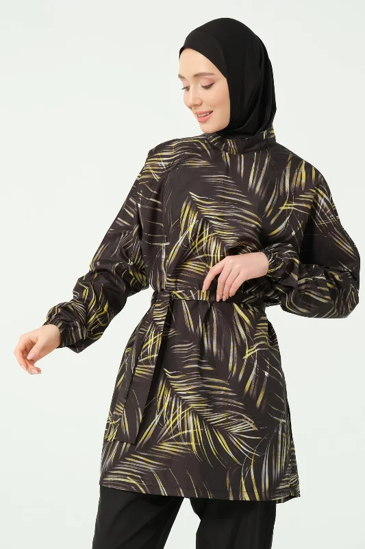 Yaprak Desenli Oversize Tesettür Mayo – 3. görsel