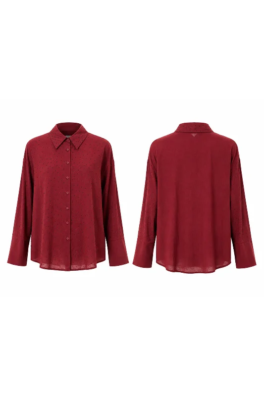 Merwish Taş DetayPamuklu Gömlek 1653 Bordo – 4. görsel