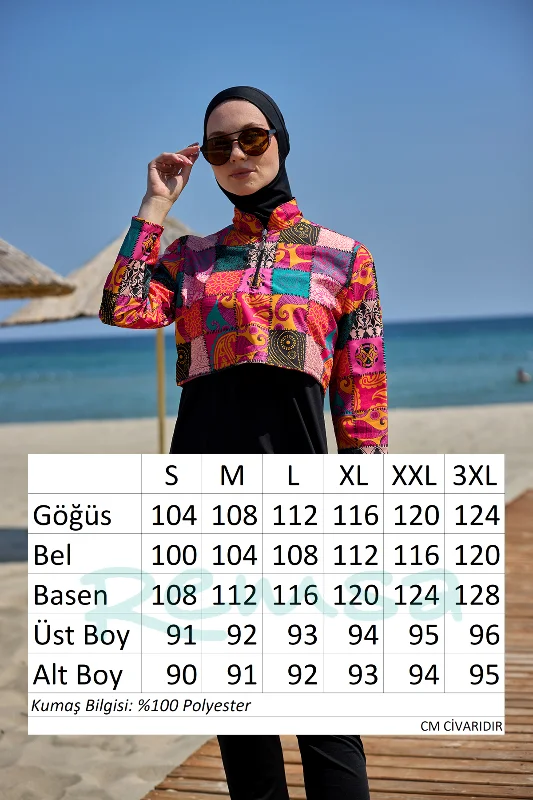 Önü Kapaklı Tam Kapalı Tesettür Mayo Siyah05 R5205 – 4. görsel