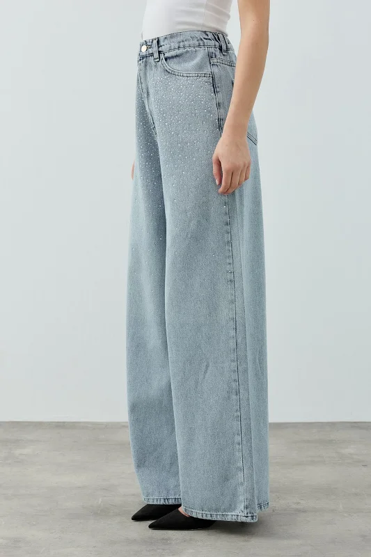Merwish Taşlı Very Shiny Denim Pantolon 1770 Füme – 2. görsel