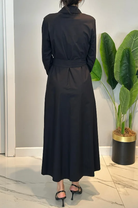 Düğme Detay Poplin Elbise 13233 Siyah – 4. görsel