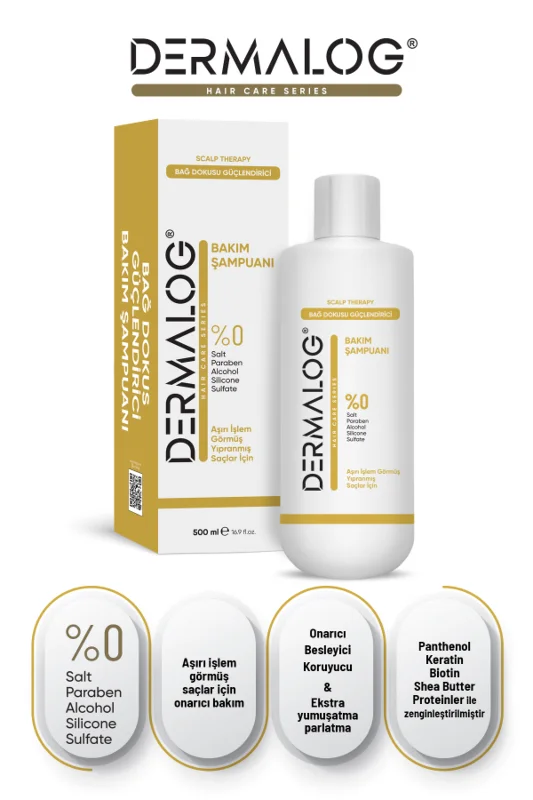 DERMALOG Aşırı Yıpranmış Saçlar Için Bağ Güçlendirici Şampuan & Maske Bakım Seti 2'li – 2. görsel