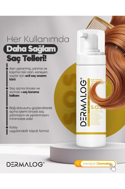 DERMALOG Yanmış Kopmuş Esneyen Saçlar Için Bağ Güçlendirici Saç Kurtarma Kürü & S.O.S Onarıcı Saç Bakım Köpüğü 250 ml – 4. görsel