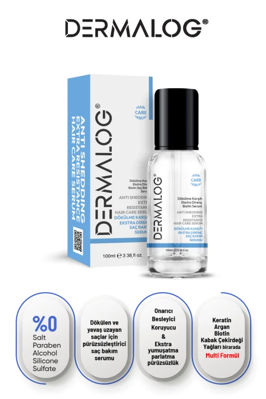 DERMALOG Extra Direnç Pürüzsüzleştirici Hızlı Saç Uzatma Serumu-(BİOTİN,KERATİN,ARGAN,KABAK ÇEKİRDEĞİ YAĞI) – 2. görsel