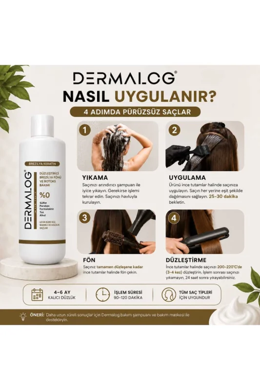 DERMALOG Brezilya Keratin- Keratin Bakımı & Botox Bakımı & Kalıcı Düzleştirici Ve Onarıcı Bakım 500 Ml – 3. görsel