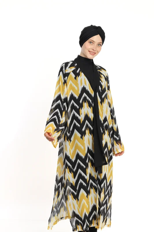 Tesettür Mayo Üzerine Tek Kaftan Pareo 6621 Siyah01 – 2. görsel