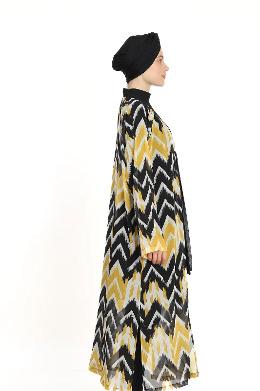 Tesettür Mayo Üzerine Tek Kaftan Pareo 6621 Siyah01 – 3. görsel