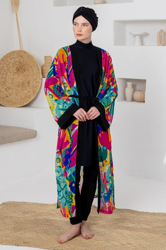 UV Korumalı Mayo Üzerine Tek Pareo Kimono 1709 Mint – 3. görsel