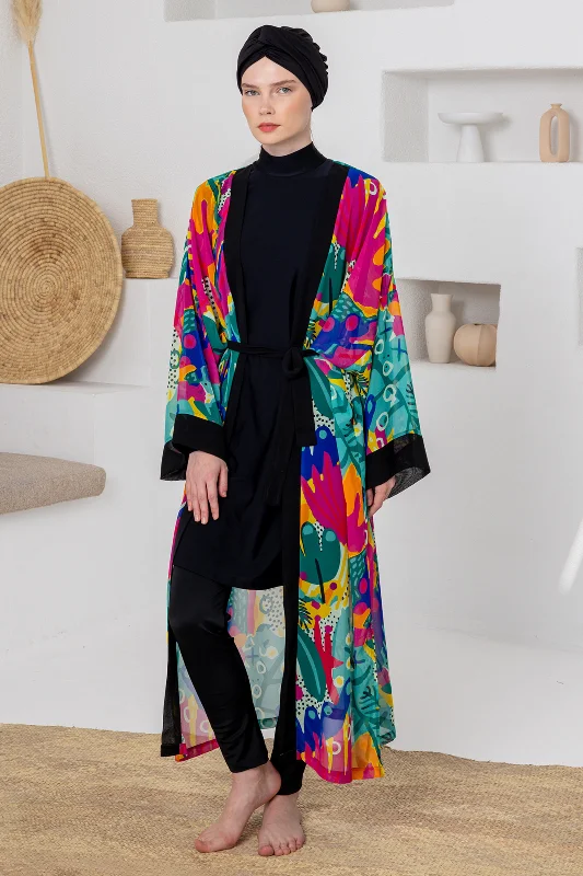 UV Korumalı Mayo Üzerine Tek Pareo Kimono 1709 Mint – 2. görsel