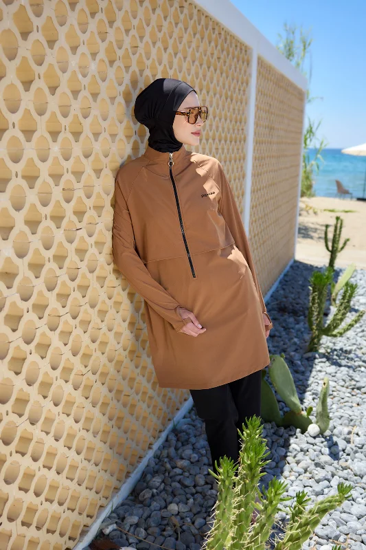 Tam Kapalı Yüzücü Tesettür Mayo R003 Nurhan Camel – 3. görsel